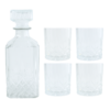 OTIX Whisky Karaf met 4 glazen 5- Delig Transparant 900230 ml Glas Set