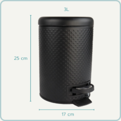 Nordix Pedaalemmer prullenbak 3 liter zwart badkamer wc