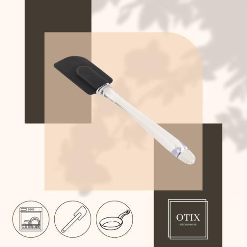 OTIX Spatel Pannenlikker 25 cm Zwart Silicone Keukengerei