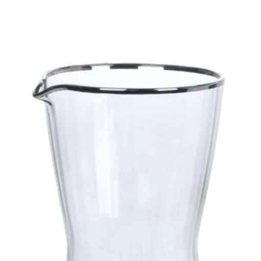 Orange85 Decanteer Karaf Wijn Glas Transparant met zilveren Rand Luxe Waterkaraf Keukengerei