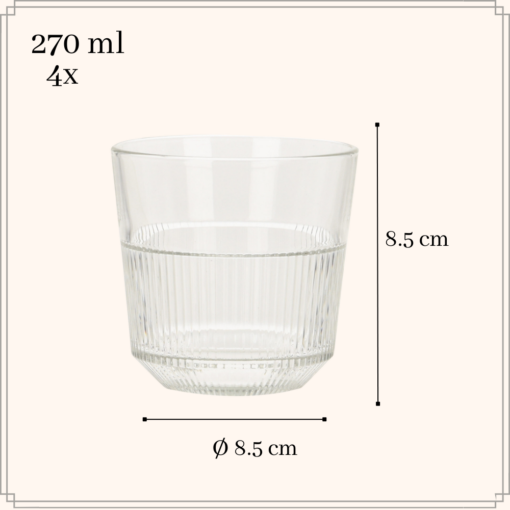 OTIX Waterglazen 270 ml set van 4 Transparant Glas Stapelbaar