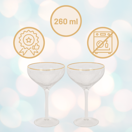 Orange85 Martini Glazen met Gouden Rand Transparant 2 Stuks Luxe Cocktail