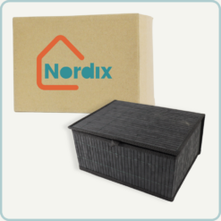 Nordix Mandenset Opbergmand set van 3 Zwart 33.5x25x15.5 cm Bamboe