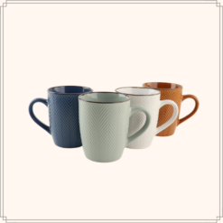OTIX Koffiekopjes met Oor Koffietassen Set van 4 Verschillende kleuren Aardewerk 370 ml HEATHER