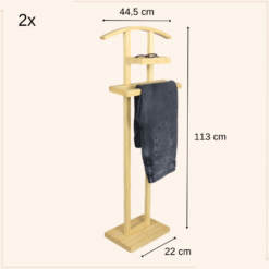 MISOU Dressboy Kledingstandaard 2 stuks Kledinghouder Zwart 44.8x22.2x114.2 cm Bamboe en metaal