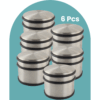 NORDIX Premium Deurstopper Deurstoppers voor Binnen Deurstop Deurbuffer Set van 6 Stuks 9x7.5cm RVS ACERO