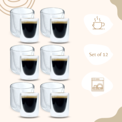 OTIX Dubbelwandige Glazen Koffie en Espresso 12 stuks