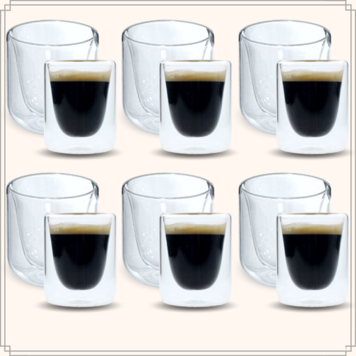 OTIX Dubbelwandige Glazen Koffie en Espresso 12 stuks