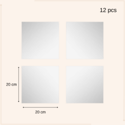 MISOU Plakspiegel 12 stuks 20x20 CM Deurspiegel hangend Zelfklevende spiegel Wandspiegel Vierkant