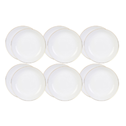 OTIX Diepe borden Soepborden Set van 12 stuks 21cm Wit met Gouden rand Porselein CROCUS
