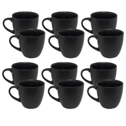 OTIX KoffieKopjes Set van 12 Zwart Mat 240ml