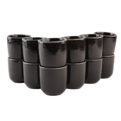OTIX Espresso Kopjes Set van 12 100 ml Zonder Oor Zwart Aardewerk