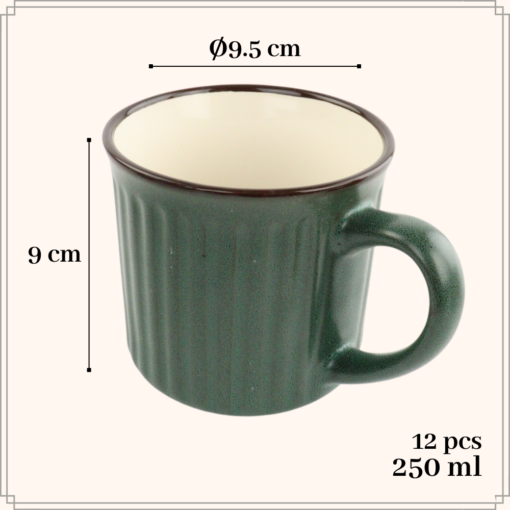 OTIX Koffiekopjes met Oor Set van 8 Aardewerk 250 ml MOSS