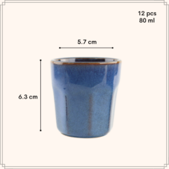 OTIX Espresso kopjes zonder Oor Set van 12 Aardewerk 80 ml Mokken Koffiekopjes BLUETT