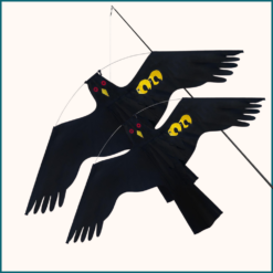 HIXA Vogelverjager 4 Meter met Extra Vlieger Duivenverjager Vogelverschrikker Kraaien Zwart Nylon