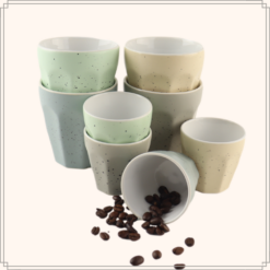 OTIX Koffiekopjes Espressokopjes Set van 8 Porselein Zonder Oor Espresso Mokken