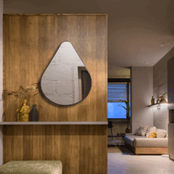 MIRRORS AND MORE MISOU Wandspiegel Organische Spiegel Druppel Spiegel Badkamer Zwart metaal 100x80cm BRITTA