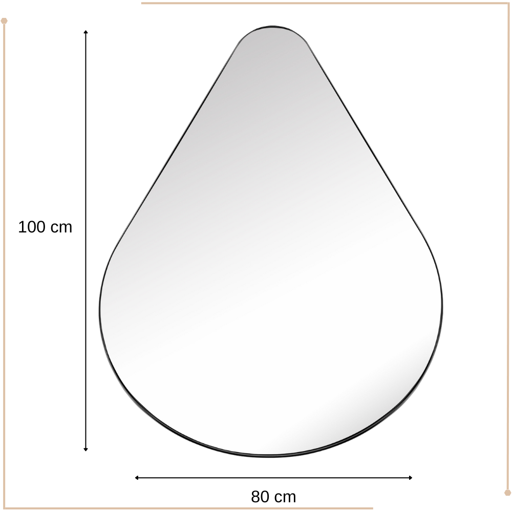 MIRRORS AND MORE MISOU Wandspiegel Organische Spiegel Druppel Spiegel Badkamer Zwart metaal 100x80cm BRITTA - Afbeelding 6