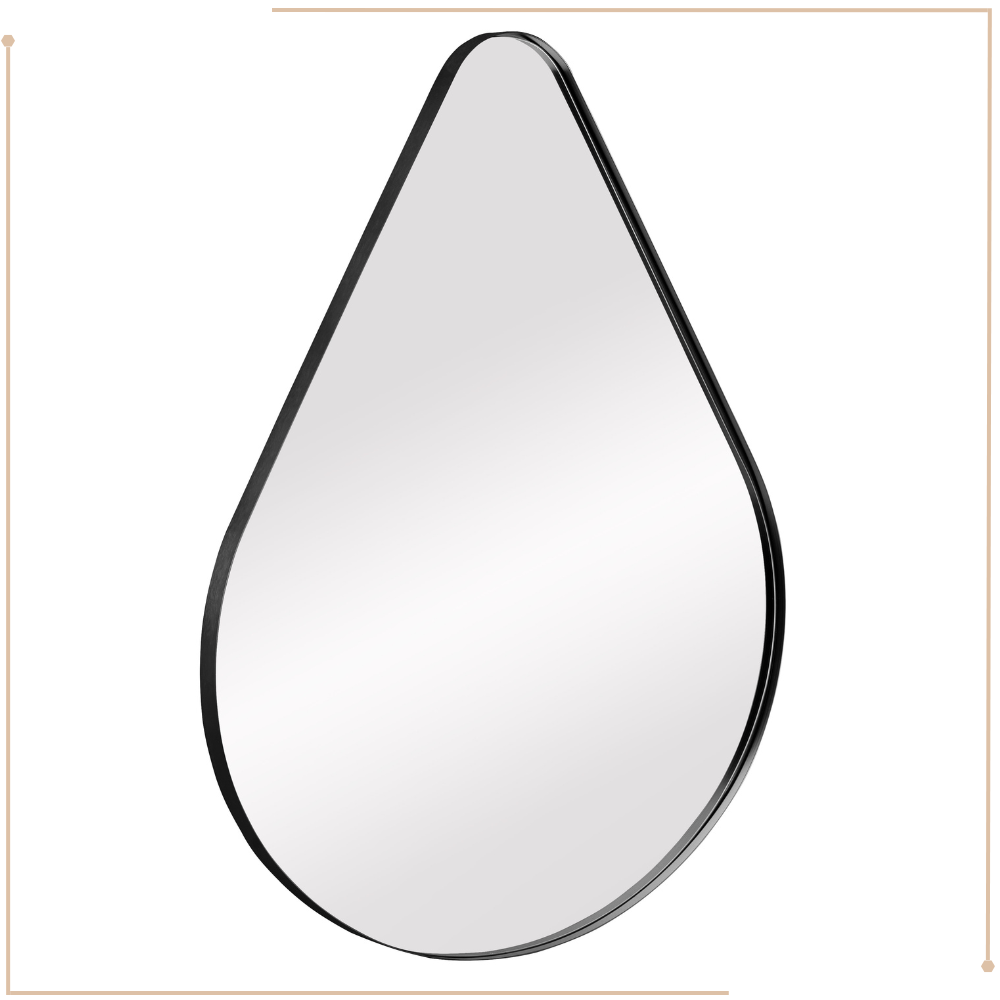 MIRRORS AND MORE MISOU Wandspiegel Organische Spiegel Druppel Spiegel Badkamer Zwart metaal 100x80cm BRITTA - Afbeelding 7