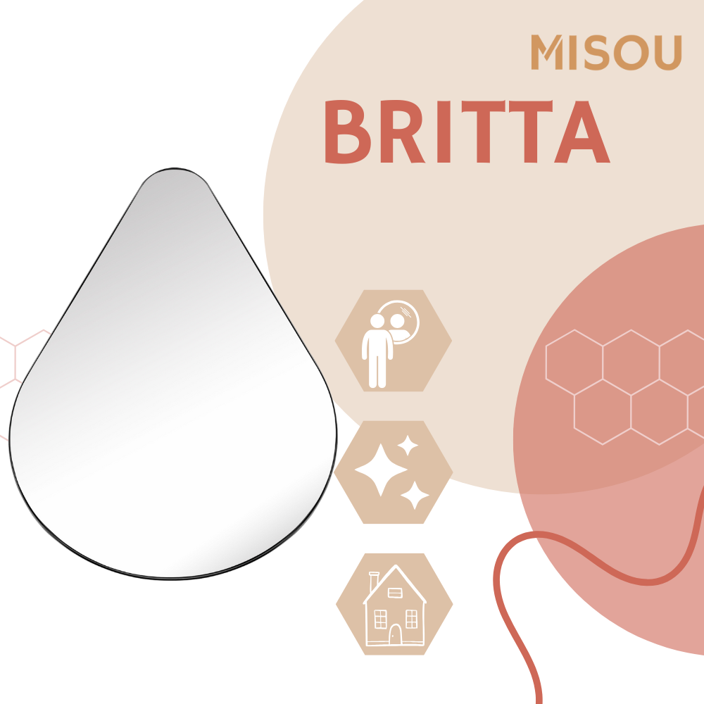 MIRRORS AND MORE MISOU Wandspiegel Organische Spiegel Druppel Spiegel Badkamer Zwart metaal 100x80cm BRITTA