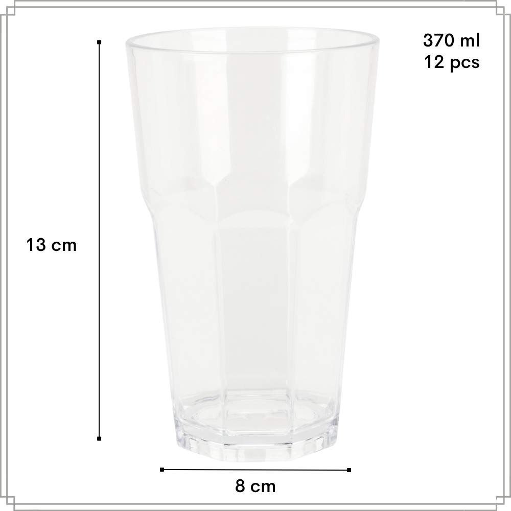 8 Kunststof Drinkglazen - 390ml - Blauw Transparant - BPA Vrij