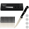 OTIX Steakmessen Set van 12 Stuks Zwart Vaatwasserbestendig 21x2x1,5cm Steakmessenset RVS