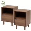 MISOU Nachtkastjes set van 2 met Lade en opberg ruimte 40x58cm Hout Donkerbruin LUMA