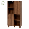 MISOU Wandkast met schuifdeuren 8 opbergruimtes 160x80x30cm Boekenkast open Kast Hout Donkerbruin LUMA (5)