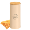 OTIX Spaghetti pot Beige voorraadpot Pasta pot Bewaardoos metaal met bamboe deksel VIRGO