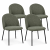 MISOU Stoelen Set van 4 Dinerstoelen Eetkamerstoelen Zonder Armleuning Ribstof Groen JULES
