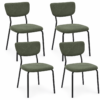 MISOU Stoelen Set van 4 Dinerstoelen Eetkamerstoelen Zonder Armleuning Ribstof Groen JULES